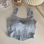 Y2K Letter Embroidery Sleeveless Crop Top
