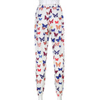 Cute Butterfly Rainbow Print Loose Baggy High Waisted Trousers Joggers Pants Sweats Bottom E-Girl Kawaii Korean Japanese Harajuku Retro Streetwear