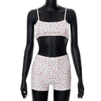 2PCS Floral Print Camisole + Shorts