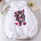 Cute Girl Monster Cartoon Print Long Sleeve Hoodie Sweater Sweatshirt Pullover Aesthetic Casual Summer E-Girl Kawaii Korean Japanese Harajuku