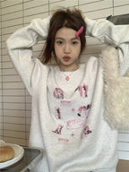 Cat Puppy Print Sweatshirt