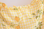 Yellow Lemon Print Mini Dress
