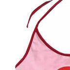 Pink Love Heart Print Halter Backless Spaghetti Strap Camisole Crop Top Summer Aesthetic Casual E-Girl Kawaii Korean Japanese Harajuku
