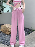 Pink Chic Loose High Waist Wide Leg Pants