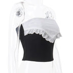Black & Lace Patchwork Tube Top
