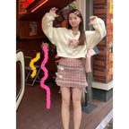 Kawaii Animal Print Cropped Sweatshirt