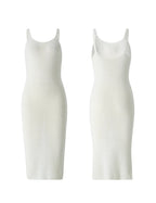 White Knit Spaghetti Strap Bodycon Mini Dress