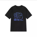 Sweet Bear Anime Cartoon Print Loose Short Sleeve T-shirt Top Summer Causal Goth Punk E-Girl Kawaii Korean Japanese Harajuku Streetwear