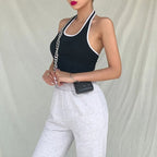 Black & White Patchwork Halter Top