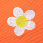 Cute Orange Flower Embroidery Sexy Crop Top Long Sleeve Shirt Tee T-shirt Autumn Casual E-Girl Kawaii Korean Japanese Harajuku Streetwear