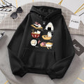 Cute Cat Sushi Cartoon Print Oversized Hoodie Fleece Sweatshirt Pullover Aesthetic Casual E-Girl Kawaii Korean Japanese Harajuku