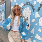 3D Blue Cloud Crochet Cardigan Sweater