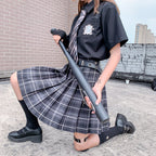 Purple Black Pleated Plaid Skirt Mini High Waisted School Girl Cosplay Sailor E-Girl Kawaii Korean Japanese Harajuku Streetwear