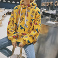 Funny Dinosaur Cartoon Print Vintage Baggy Oversized Loose Hoodie Pullover Sweater Sweatshirt Jumper E-Girl Kawaii Korean Japanese Harajuku Streetwear