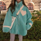 Blue Heart Fleece Zipper Jacket