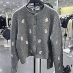 Grey Rabbit Embroidery Knit Cardigan