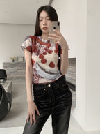 Cake Graffiti Mesh Short Sleeve Shirt