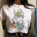 Japanese Anime Cartoon Print Loose Casual Short Sleeve Shirt T-shirt