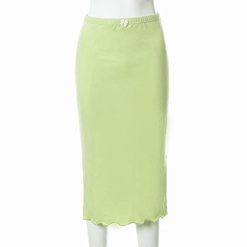Green Bow High Waist Maxi Skirt