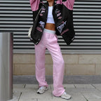 Pink Patchwork Baseball Jacket