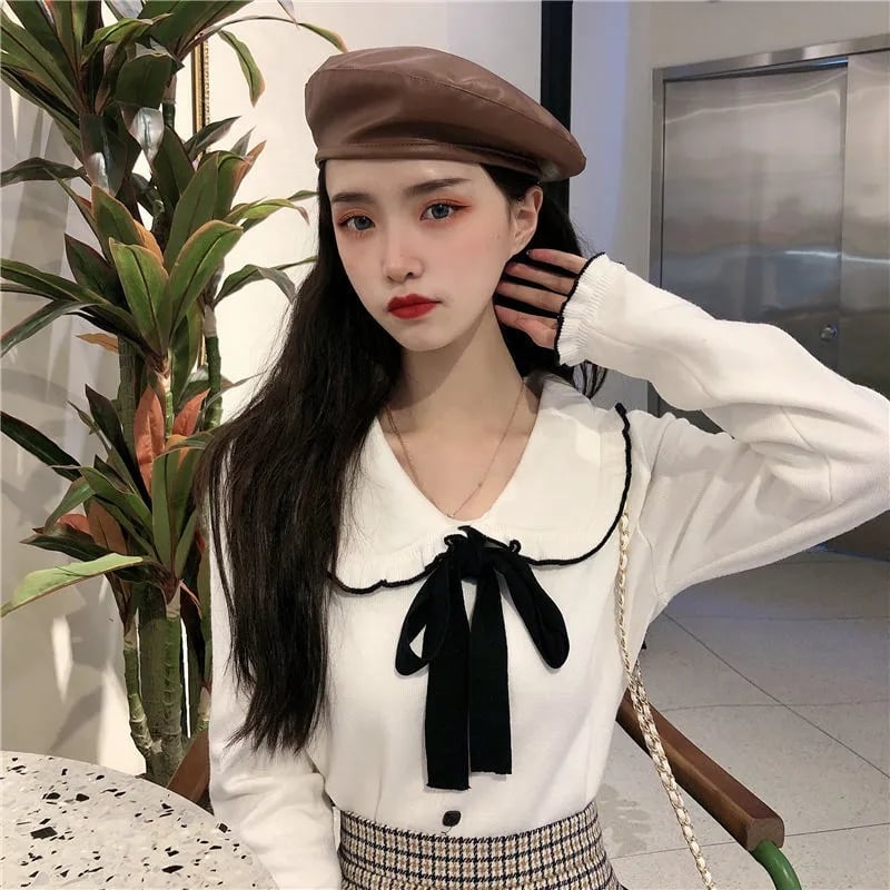 Bow Peterpan Collar Knit Sweater