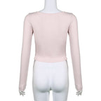 Bandage Bow Square Collar Crop Top