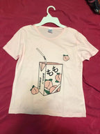 Cute Pink Peach Milk Carton Pastel Print Short Sleeve Shirt Tee T-shirt E-Girl Kawaii Korean Japanese Harajuku Retro Streetwear Aesthetic
