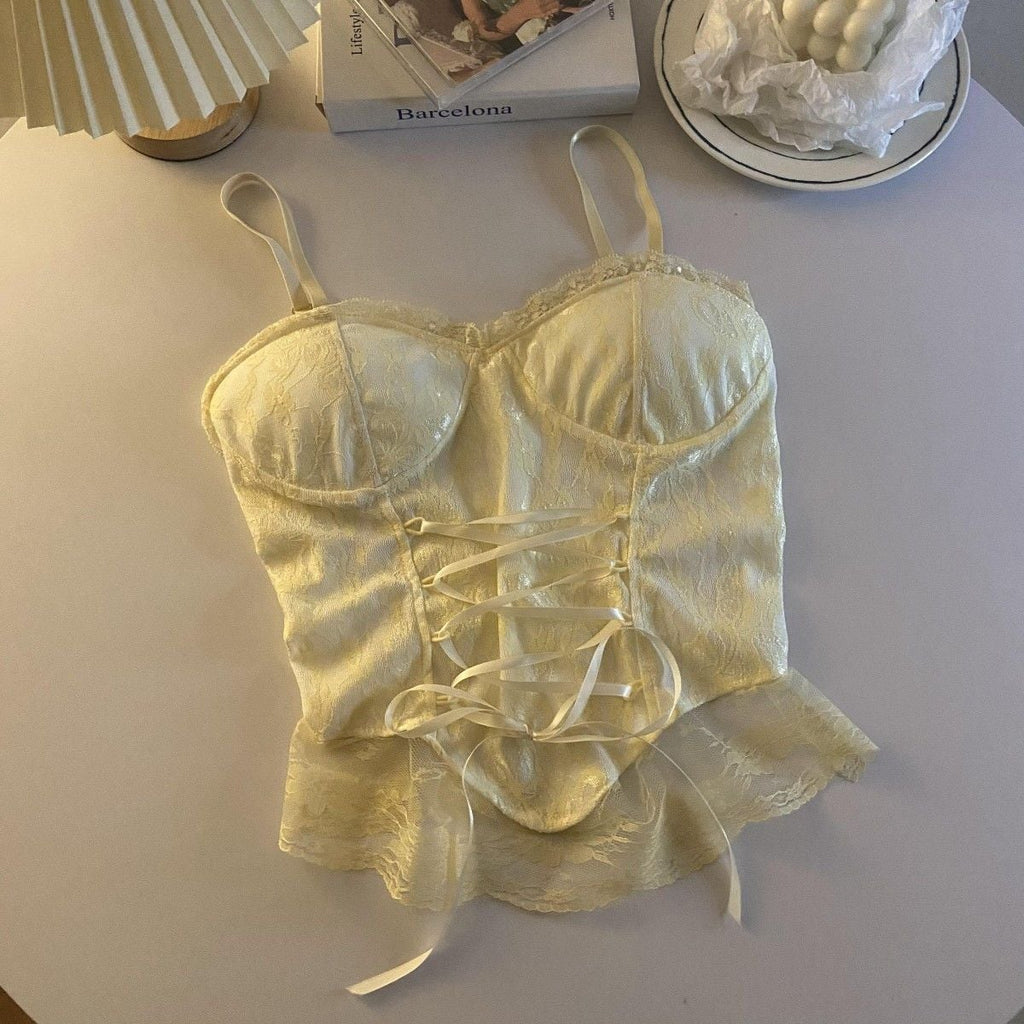 Spaghetti Strap Lace Corset Top