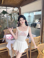 Beige Angel Cupid Bow Print Camisole
