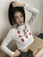 Strawberry Print Long Sleeve T-shirt