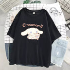 Cute Anime Cartoon Print Loose Oversize Short Sleeve Short T-shirt Top Causal Summer E-Girl Kawaii Korean Japanese Harajuku Streetwear