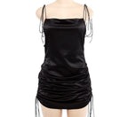 Cute Sexy Black Spaghetti Strap Backless Bodycon Dress Party Kawaii Korean Japanese Harajuku Chinese Retro Streetwear Aesthetic Fashion