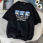 Cute Anime Boy Print Cartoon Oversized Loose Short Sleeve Shirt T-shirt Top Tee Summer Casual E-Girl Kawaii Korean Japanese Harajuku Streetwear
