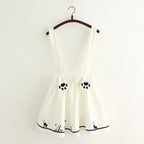 Cute Cartoon Sweet Cat Dog Paw Embroidery Skater Skirt Strap Suspenders Mini Skirt E-Girl Kawaii Korean Japanese Harajuku Streetwear