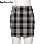 Cute Vintage Plaid Checkered High Waisted Mini Skirt E-Girl Kawaii Korean Japanese Harajuku Chinese Retro Streetwear Aesthetic