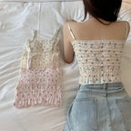 Floral Ruched Backless Crop Top