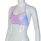 Droplet Crystal Transparent Halter Top