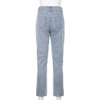 Cute Sweet Vintage Cherry Embroidery Light Washed Blue Denim Jeans High Waisted Cargo Slim Bottom E-Girl Kawaii Korean Japanese Harajuku Streetwear