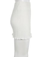 White Knit Pencil Mini Skirt