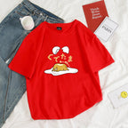 Funny Lazy Egg Cartoon Anime Print Casual Summer Loose Short Sleeve Tee Shirt T-shirt Top E-Girl Kawaii Korean Japanese Harajuku Streetwear