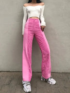Green Corduroy High Waist Pants