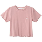 Strawberry Embroidery Ruffle Short Sleeve Shirt