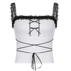 Lace Shoulder Bow Tank Top