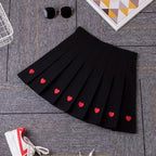 Cute Love Heart Pleated High Waist A-line Mini Skirt Summer Aesthetic Casual E-Girl Kawaii Korean Japanese Harajuku