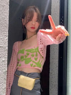 2pcs Hollow Smock + Tie Dye Tank Top
