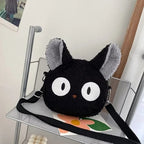 Cute 3D Black Cat Japanese Anime Cartoon Plush Shoulder Bag