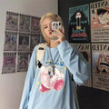 Japanese Anime Cartoon Print Oversize Long Sleeve Shirt