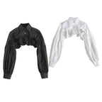 Puff Ruffle Collar Long Sleeve Blouse