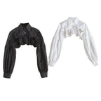 Puff Ruffle Collar Long Sleeve Blouse