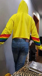 Love Letter Rainbow LGBT Cropped Hoodie Sweatshirt Pullover Long Sleeve Tee Shirt T-shirt Top E-Girl Kawaii Korean Japanese Harajuku Streetwear